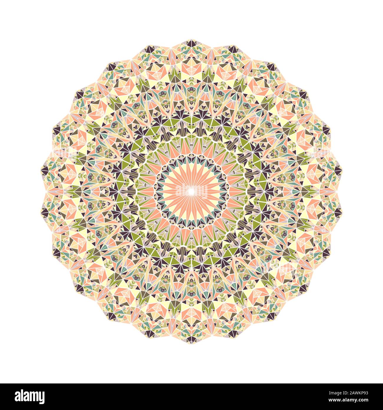 Colorful ornate triangle tile ornament mandala abstract round vector