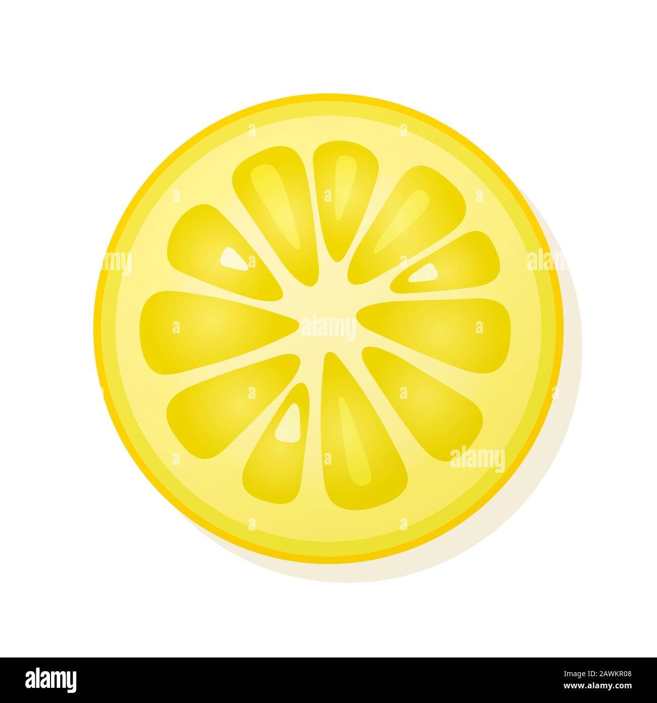 Lemon slice on white background. Juicy ripe lemon. Vector illustration ...