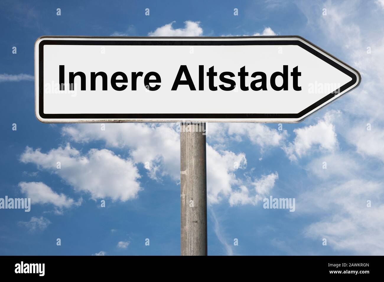 Detail photo of a signpost with the inscription Innere Altstadt (Inner Old Town) Stock Photo
