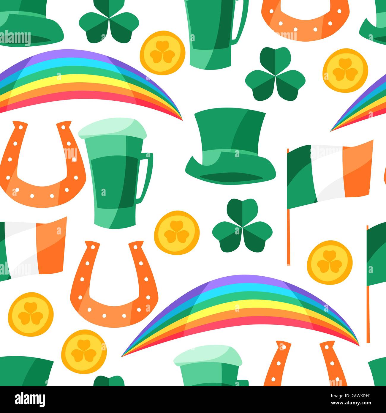 Saint Patricks Day seamless pattern. Stock Vector