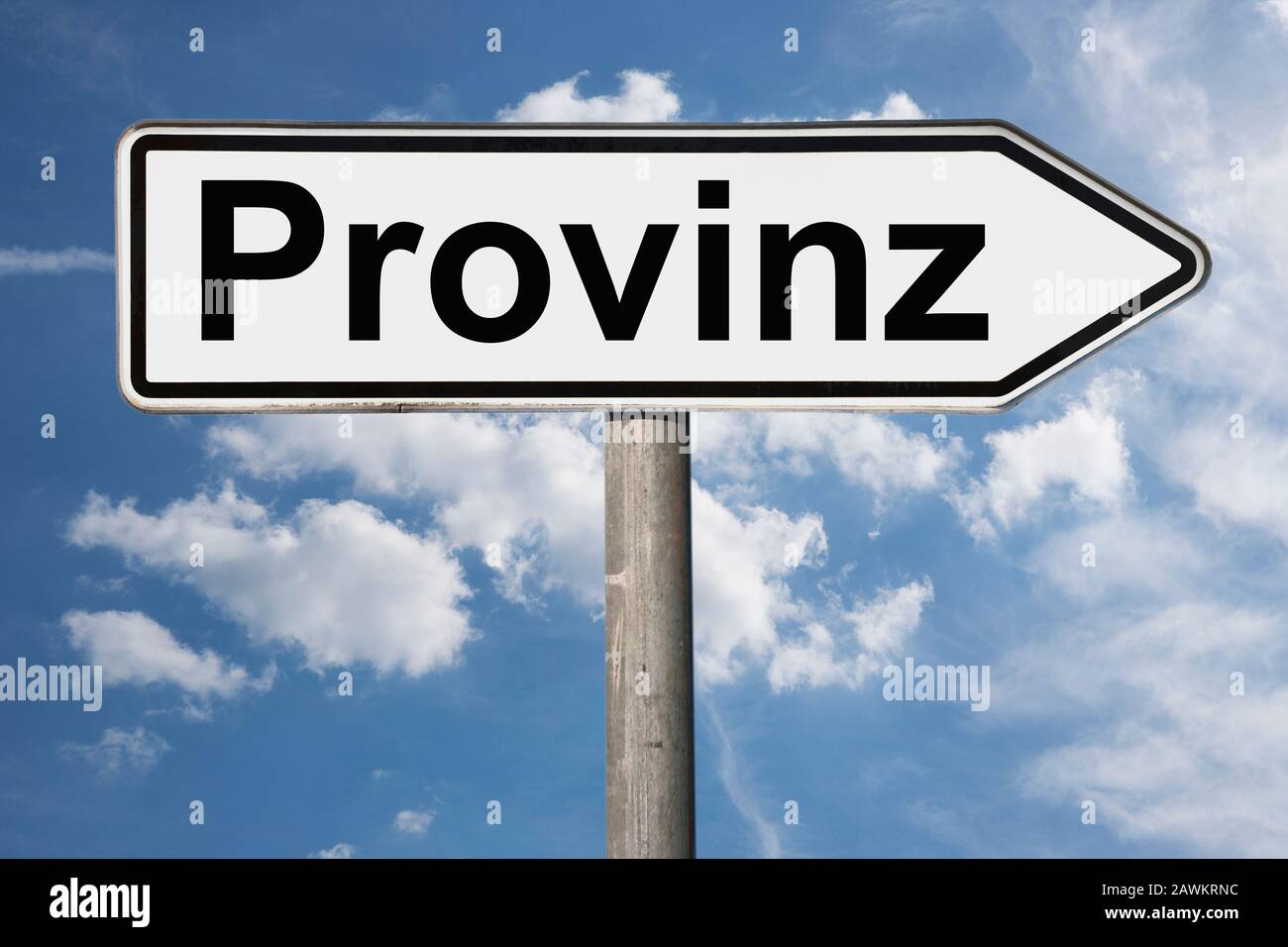 Detail photo of a signpost with the inscription Provinz (Province) Stock Photo