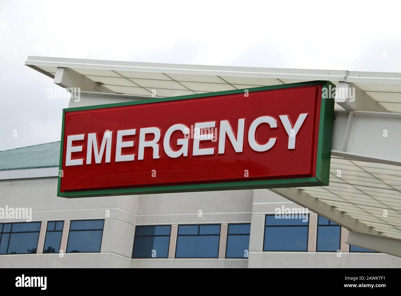 Emergency Sign Over A Hospital Emergency Room Entrance Stock Photo
