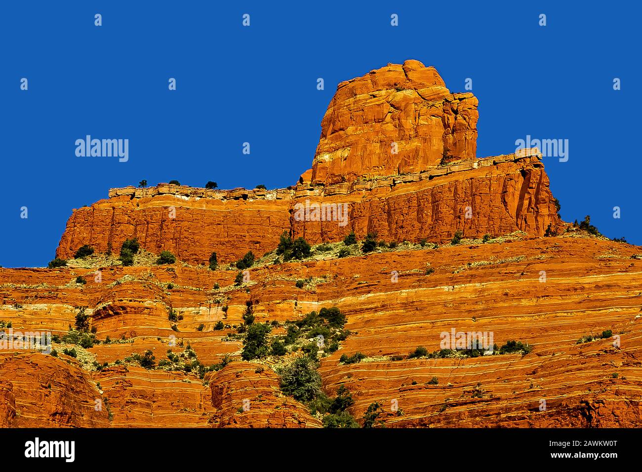 A closeup view of Sedona's famous Steamboat Rock. This view was