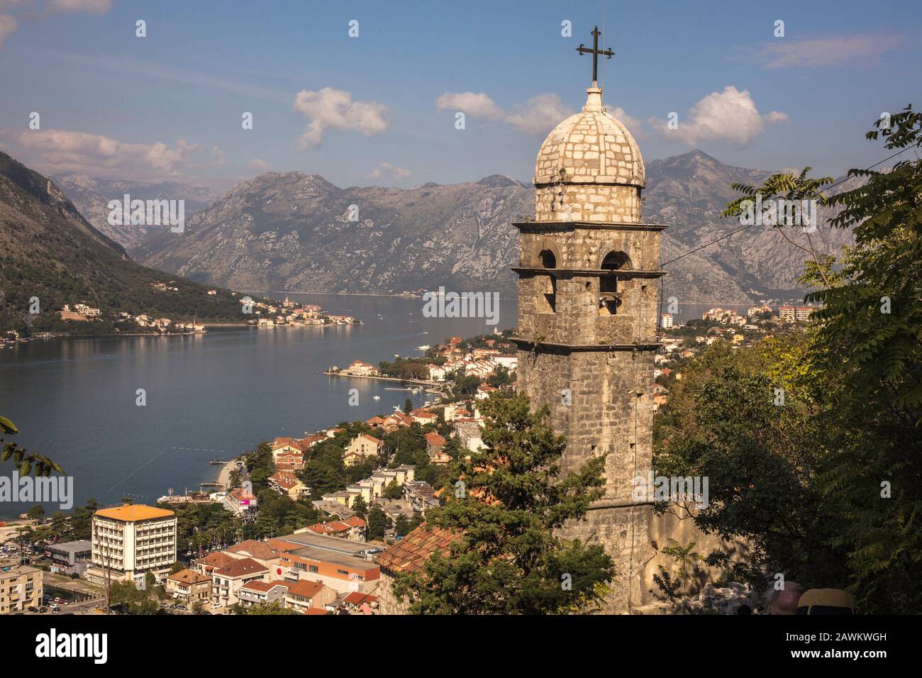 Medieval catholic church Our Lady of Remedy or Health. Kotor old town. Kotor bay. Montenegro Stock Photo