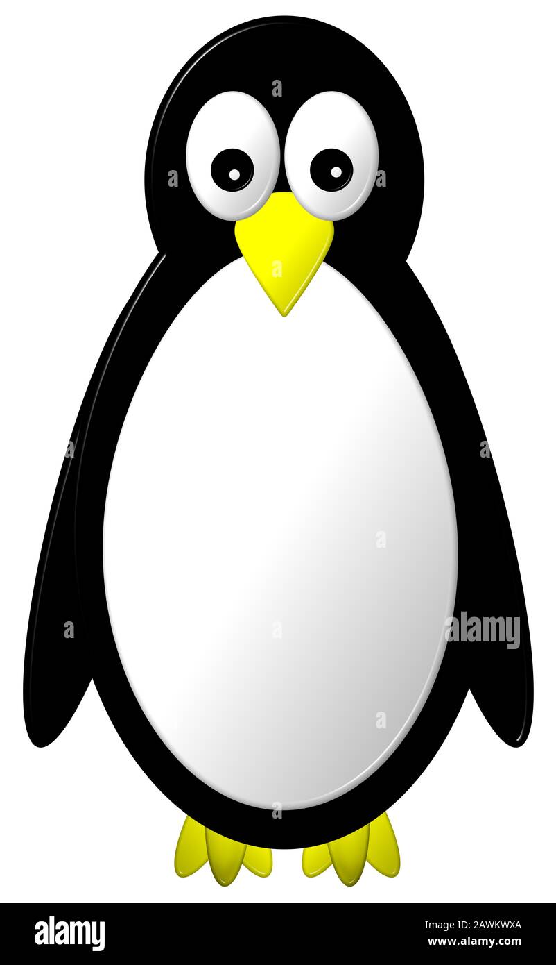 Penguin cartoon style cute character 3D illustration on an isolated white background Stock Photo