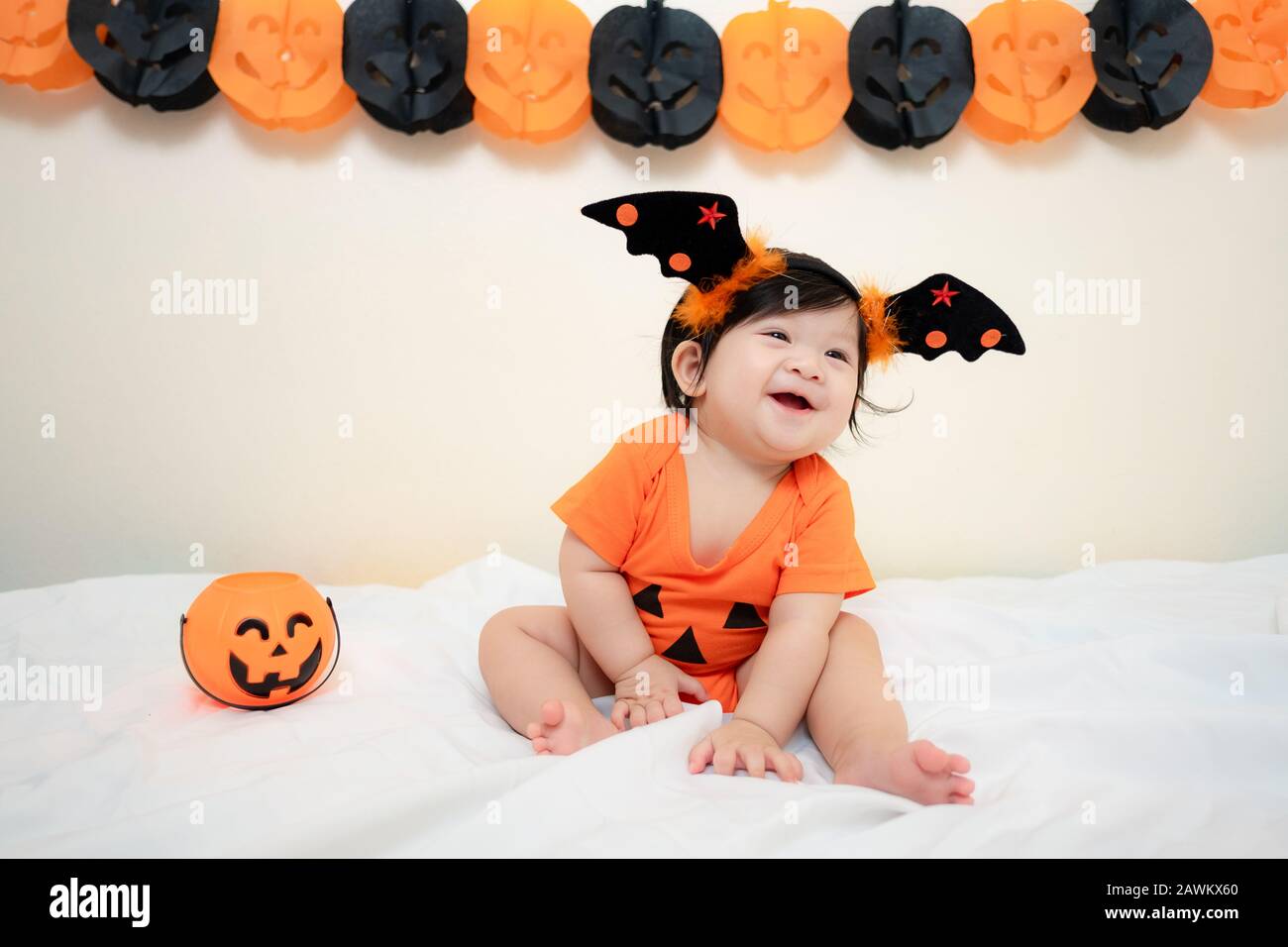 Cute Asian Thai Baby Girl In Halloween Costume Stock Photo Alamy