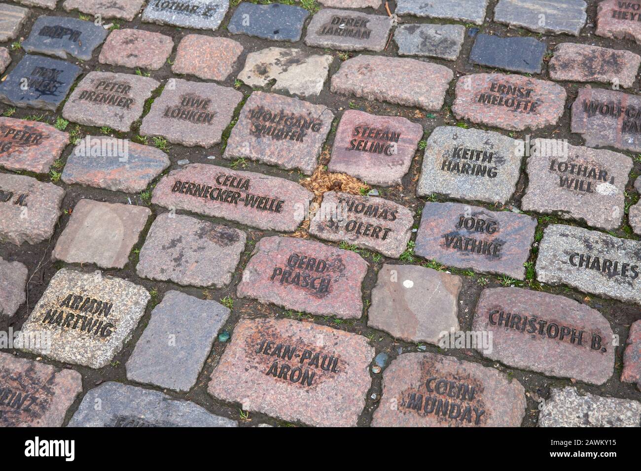 the installation 'Kaltes Eck' by the artist Tom Fecht. It commemorates people who have died of the consequences of Aids, Markmannsgasse, Cologne, Germ Stock Photo