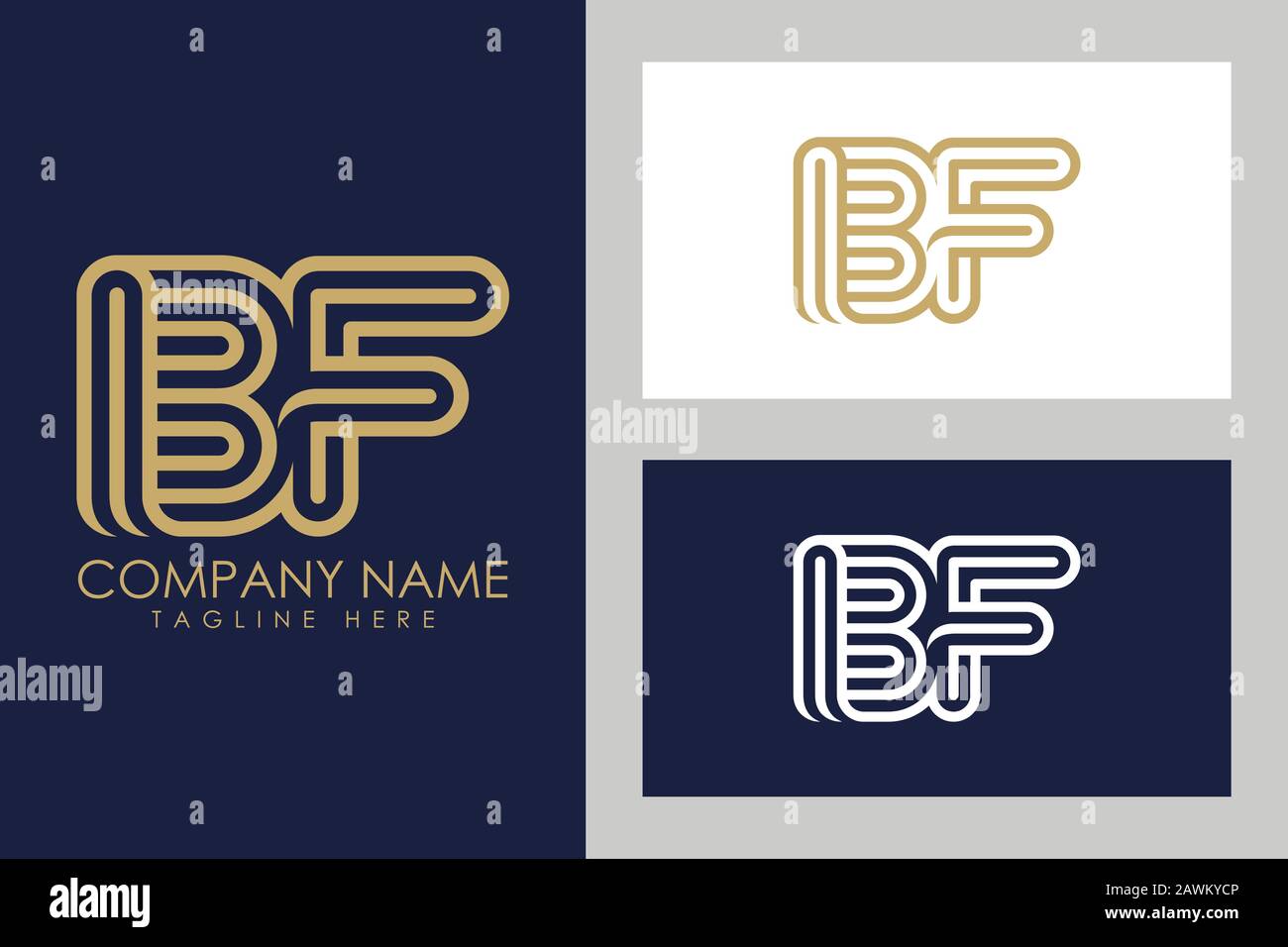 B And F Combination Lines Letter Logo Creative Line Letters Design 