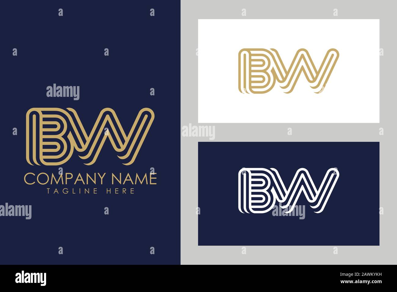 B and W combination Lines Letter Logo Creative Line Letters Design ...