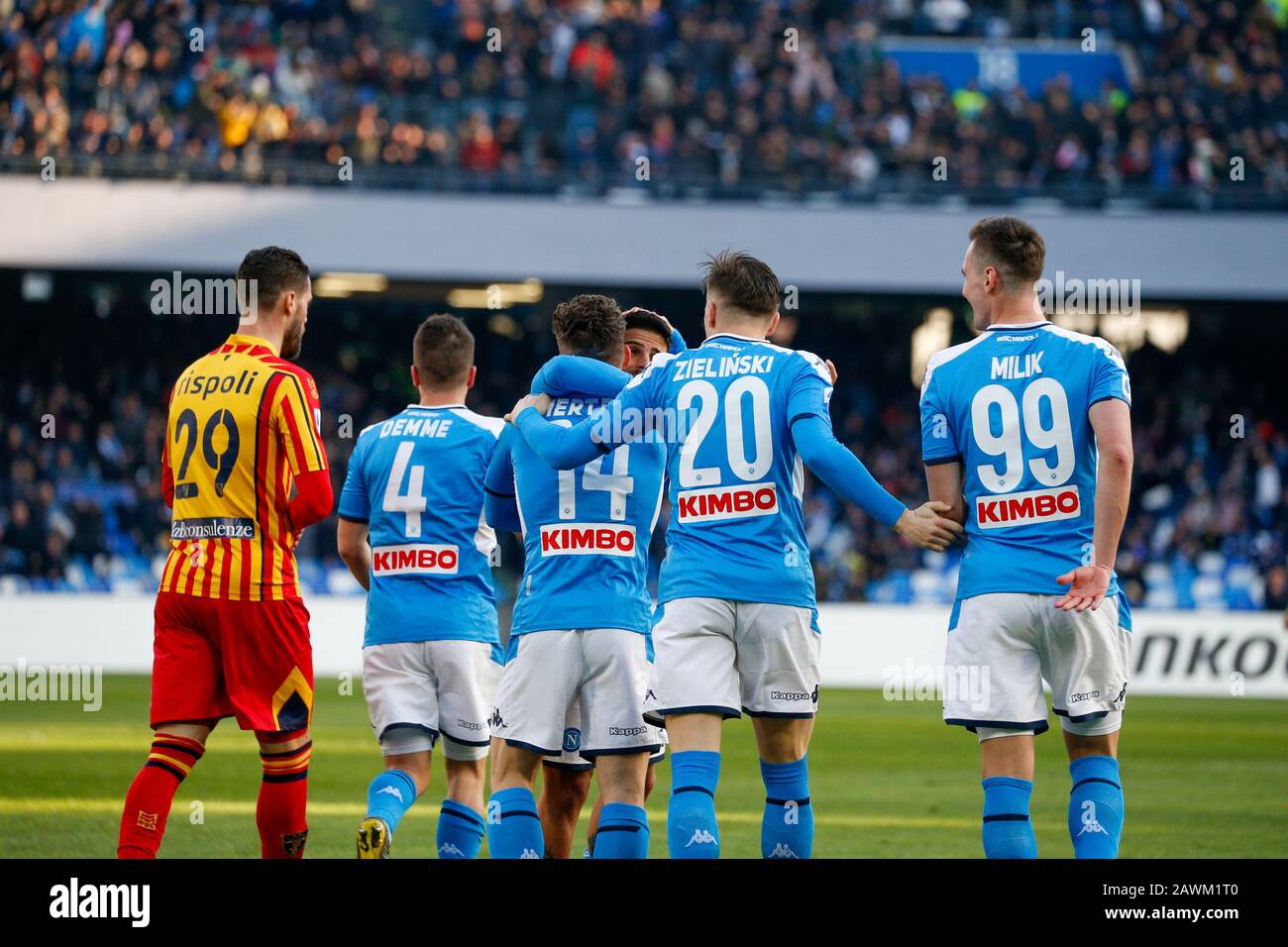 Naples, Campania, Italy. 9th Feb, 2020. During the Italian Serie A Football  match SSC Napoli vs Fc Lecce on February 09, 2020 at the San Paolo stadium  in Naples.In picture: MILIK Credit: