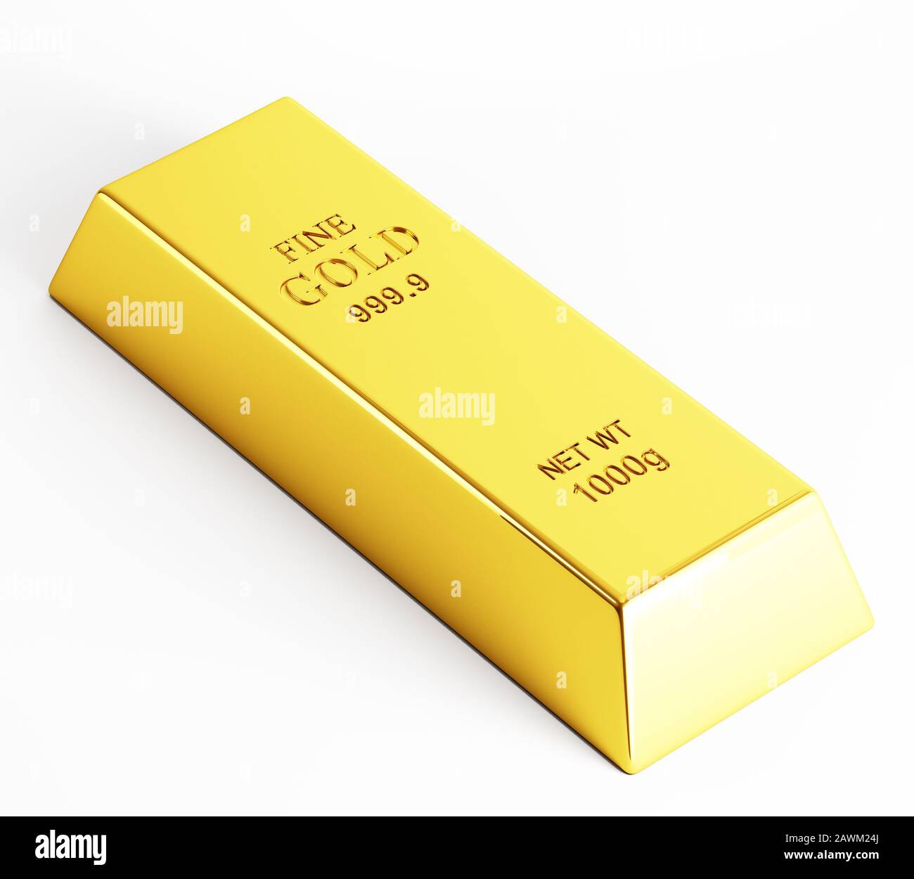 Shiny gold bar isolated on white. Gold is the best investment asset