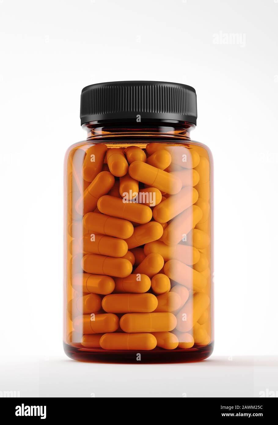 Download Transparent Orange Bottle Half Full Of Capsule Pills Against White Background Supplement And Antibiotics Product Mockup Stock Photo Alamy