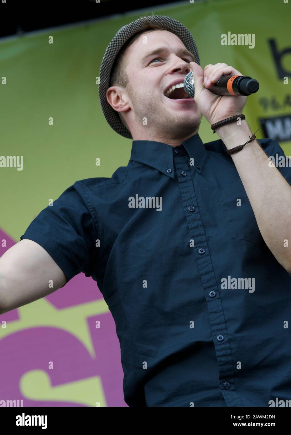 Olly Murs singing live on stage at The Midlands Festival 2010 Stock
