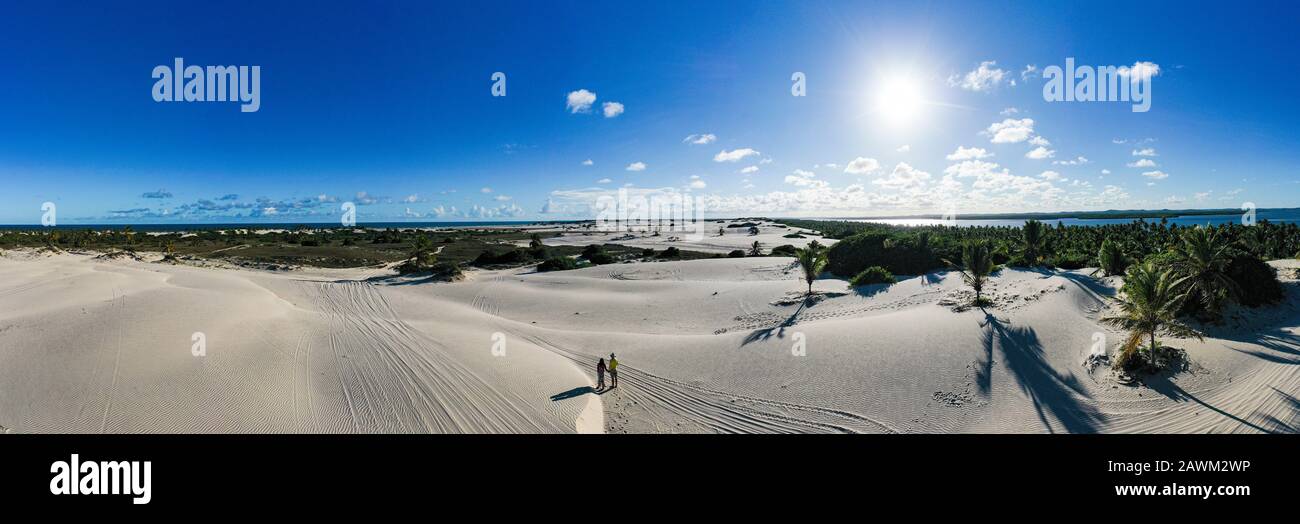 aerial panorama of the stunning dune landscape of Mangue Seco, Bahia, Brazil Stock Photo