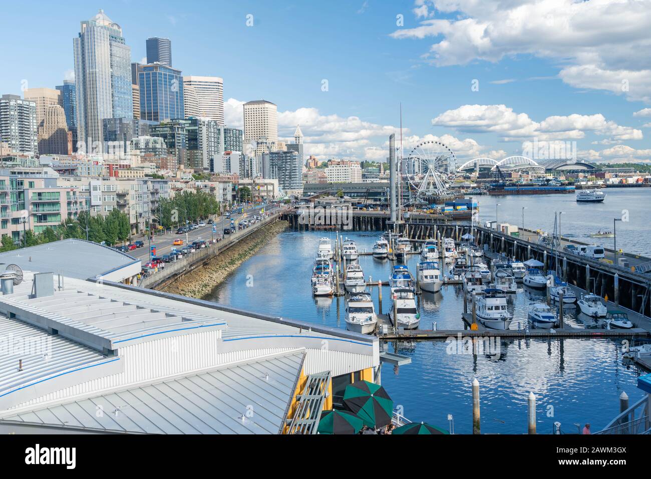 View of Seattle's Belltown district during daytime hours Stock Photo