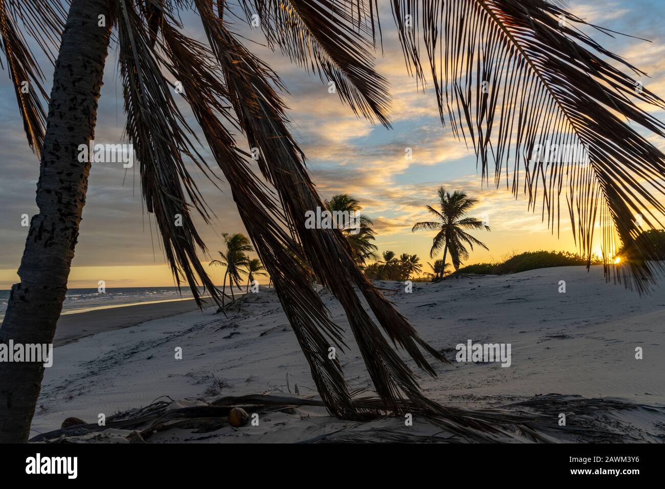 Awesome landscape of Mangue Seco dune and beach aerea in Bahia, Brazil Stock Photo