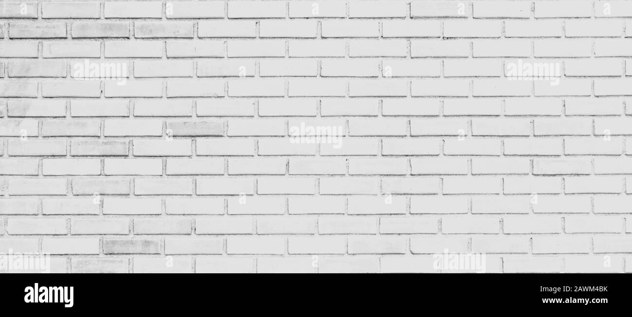 panorama of white brick wall background and texture Stock Photo - Alamy