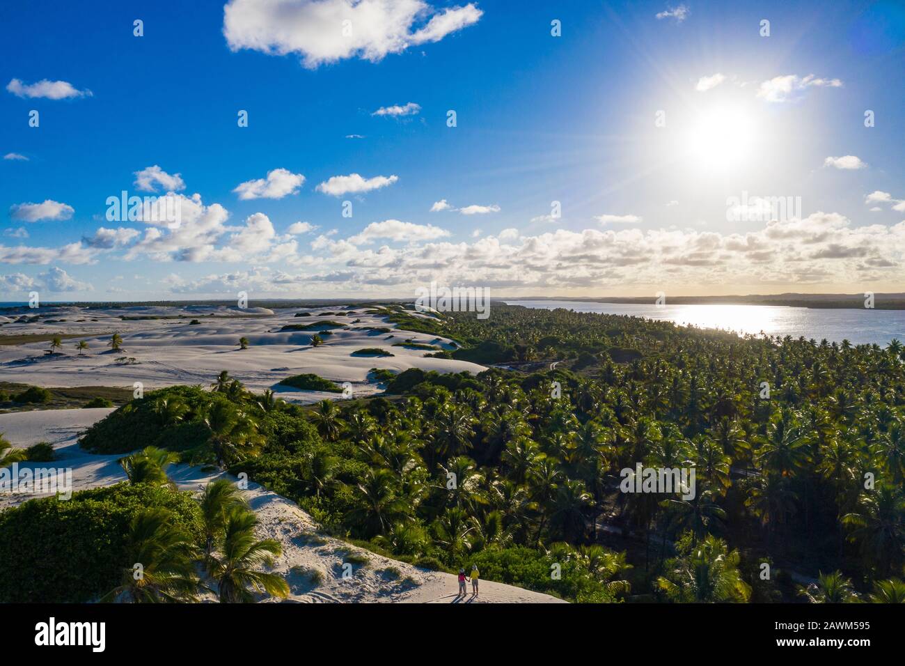 impressive panorama view of the beach and dune landscape of  Mangue Seco in Bahia, Brazil Stock Photo
