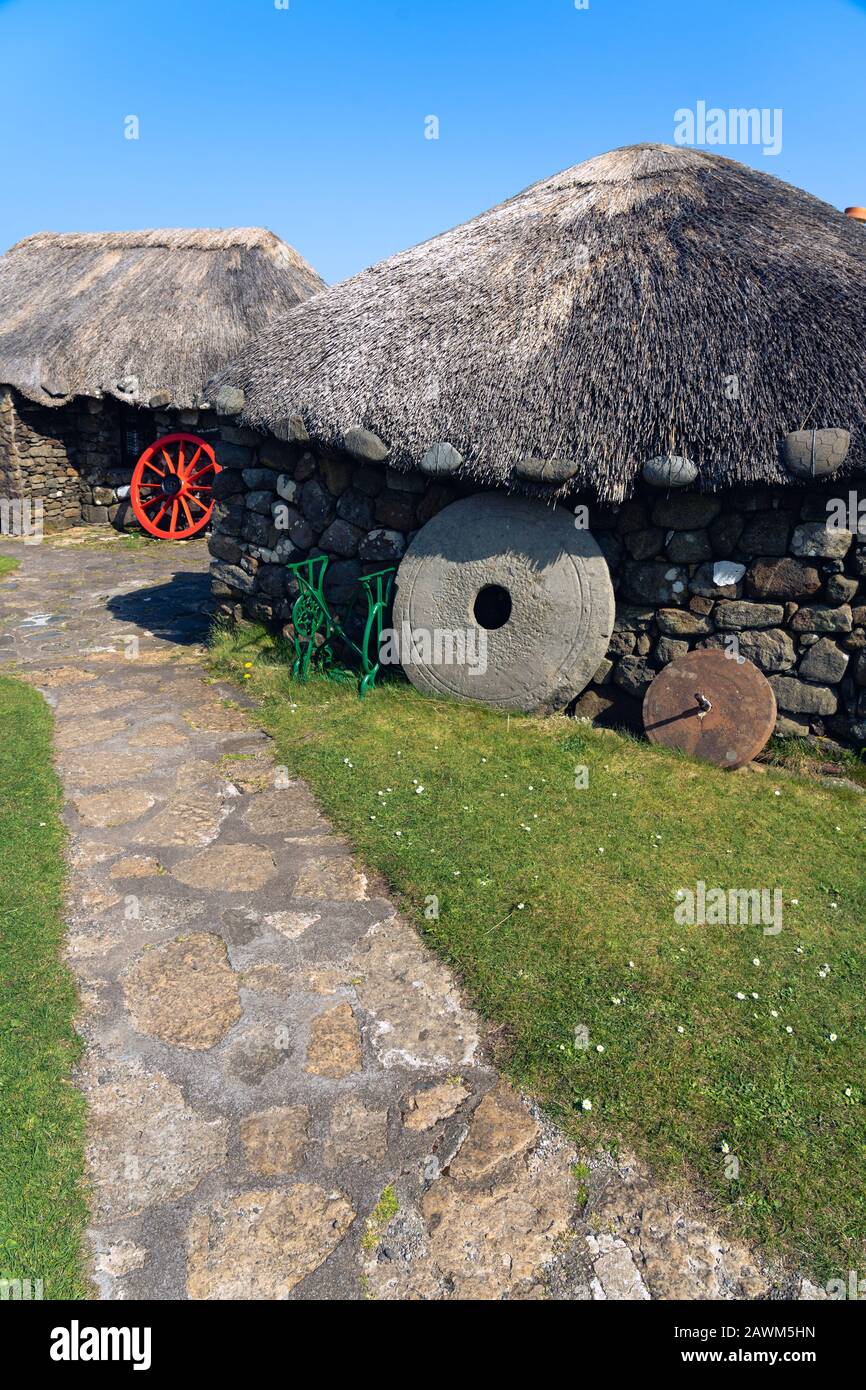 Scottish Thatched Cottages, Scotland Stock Photo