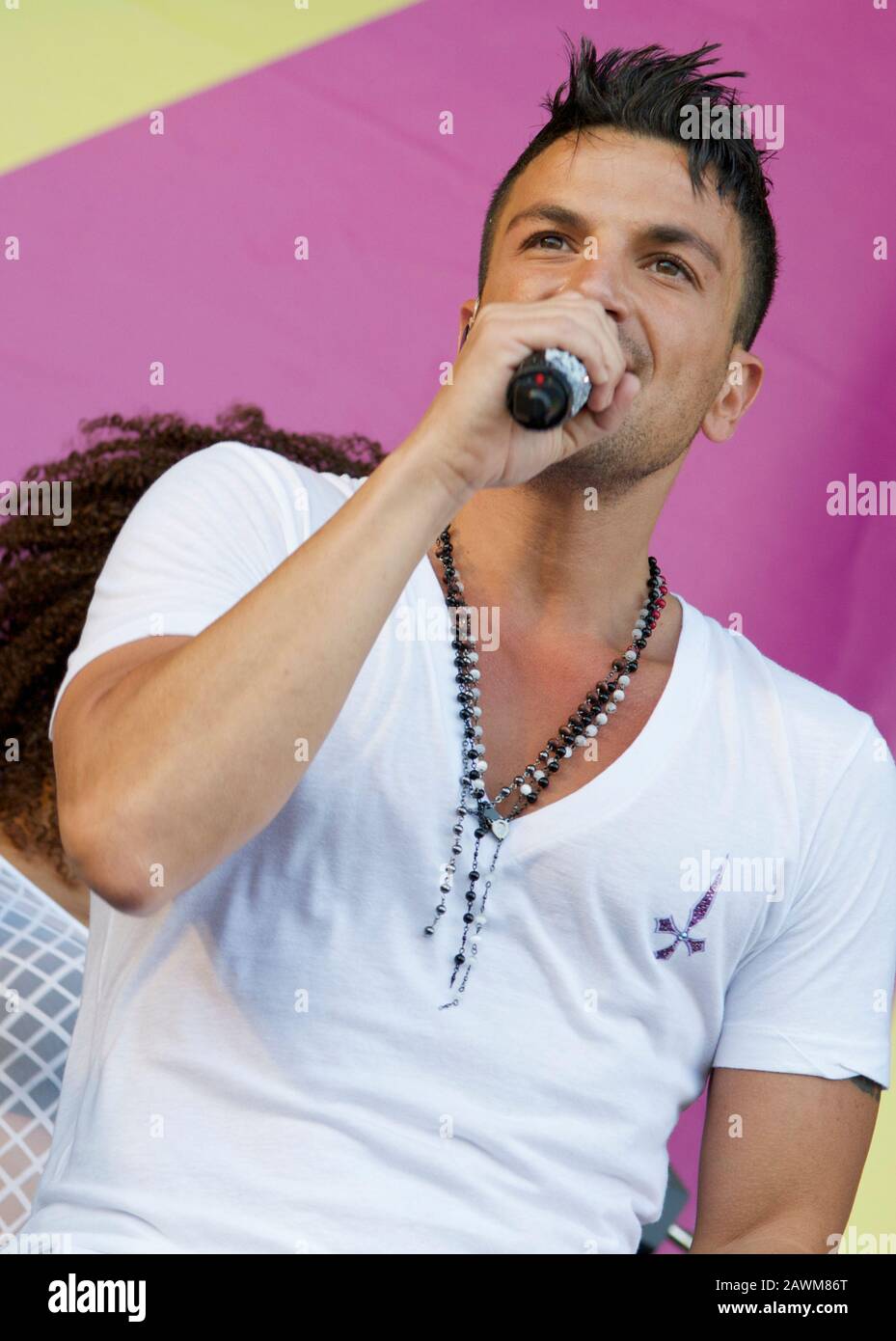 Peter Andre singing live at The Midlands Festival 2010 Stock Photo