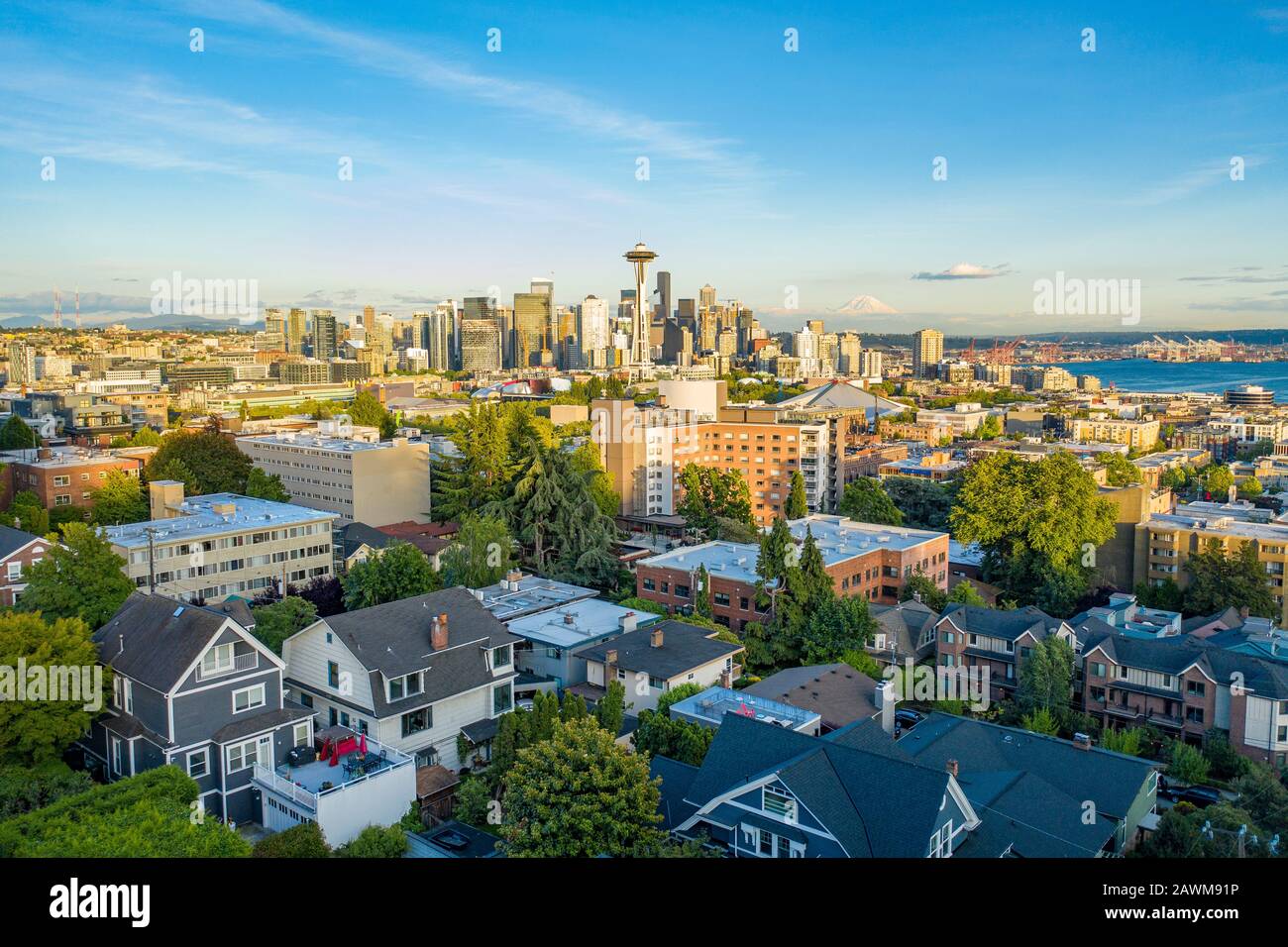 Aerial photo of the Seattle from Queen Anne Stock Photo