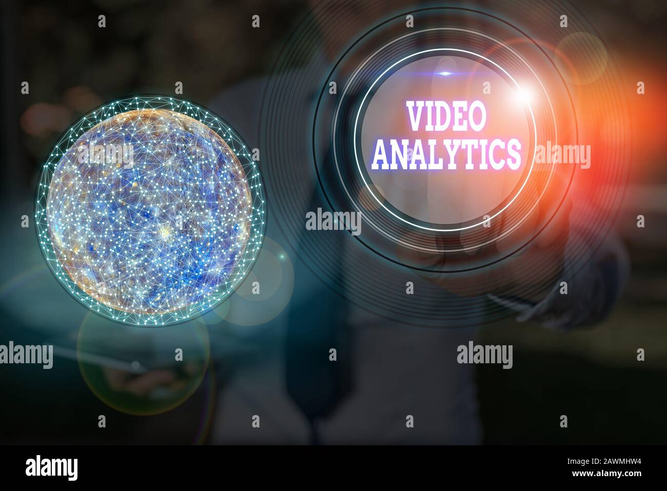 Text sign showing Video Analytics. Business photo text analyzing video to detect and determine temporal event Elements of this image furnished by NASA Stock Photo