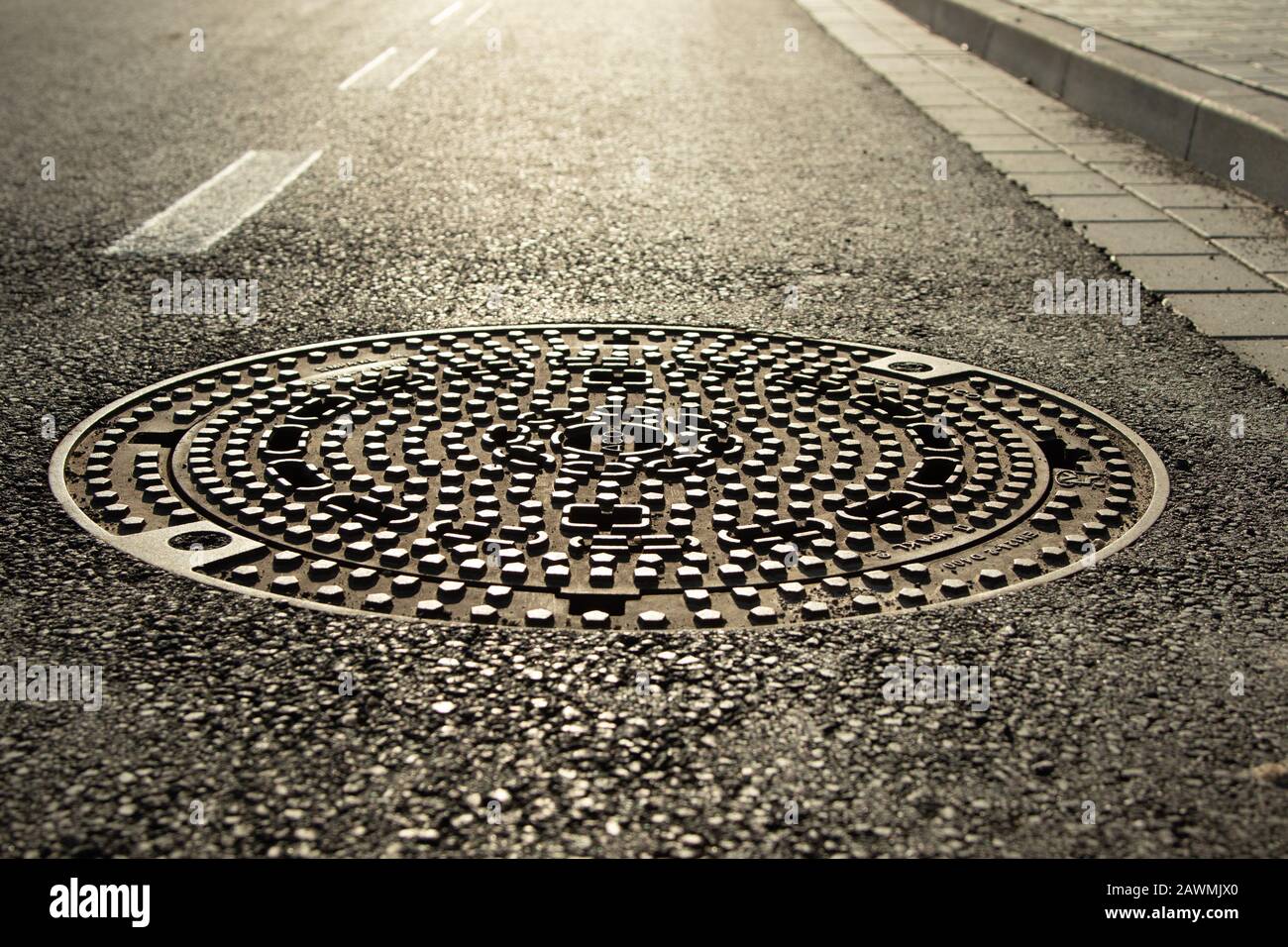 closeup of a manhole cover Stock Photo