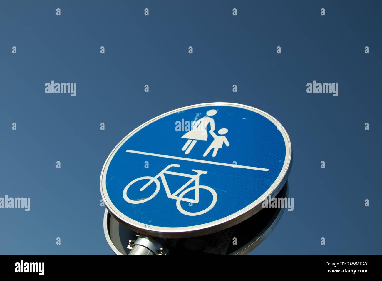 german sign for pedastrian and bicycle way Stock Photo