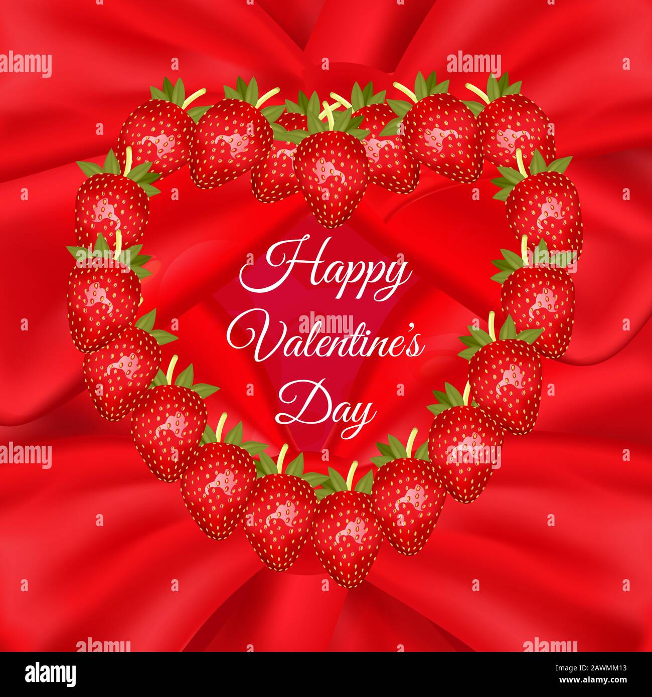Valentines day vector card with a strawberry frame in the shape of a ...