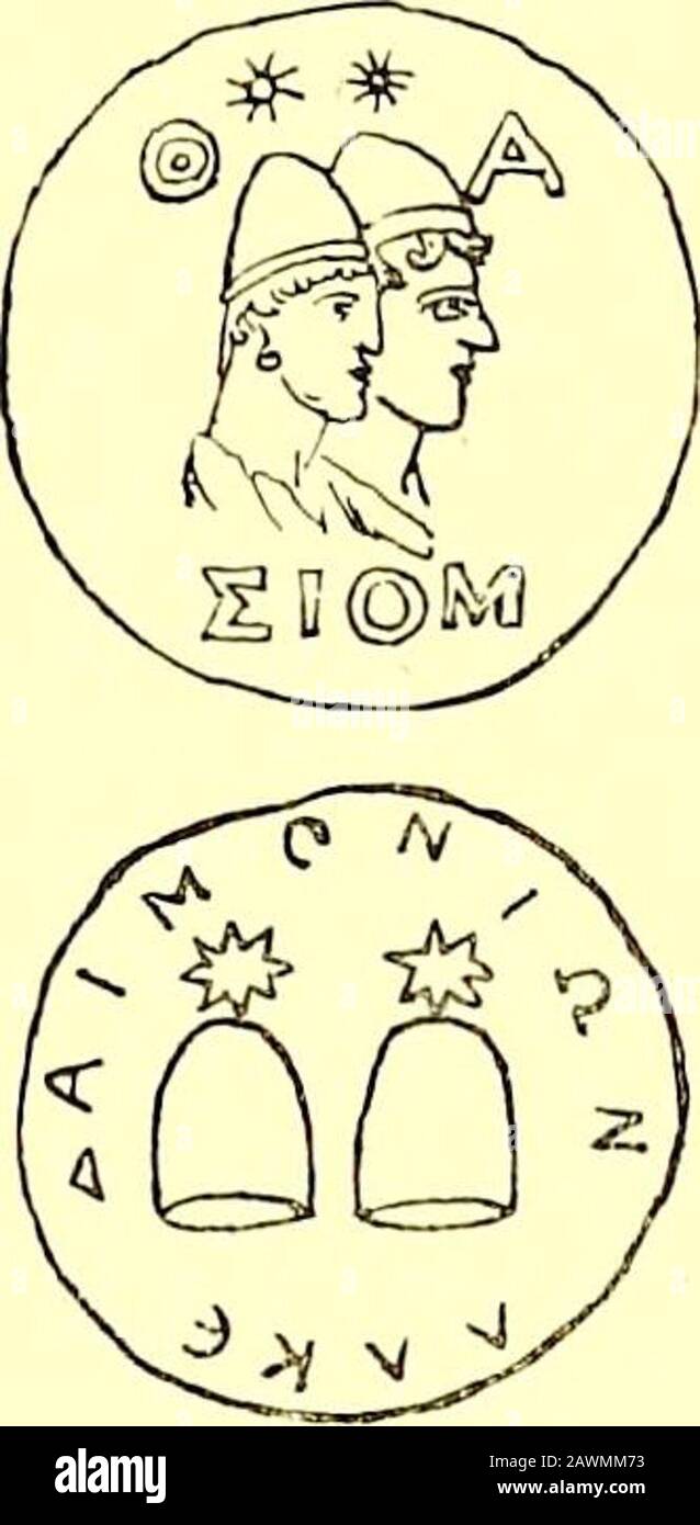 The night of the gods; an inquiry into cosmic and cosmogonic mythology and symbolism . caul, no doubt helped-on the holy faith in this divine heavens-symbol.2 The inscription Lz&ertas which accompanies the cap oncoins would originally have reference to the god Liber, and thePhrygian falling cap may connect itself with the toppled-overmountain (p. 913). Servius, quoting Suetonius, made pileus ageneric term—like our cap—and included in it three differingpriests-caps : the very light apex, that is the pileus which bore thewool-wrapped rod called the apex (virga, lana circumdata et filocolligata i Stock Photo