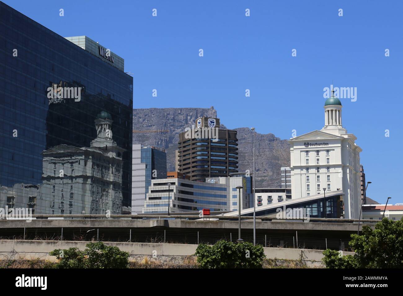 Central Business District seen from V&A (Victoria and Alfred) Waterfront, Cape Town, Table Bay, Western Cape Province, South Africa, Africa Stock Photo