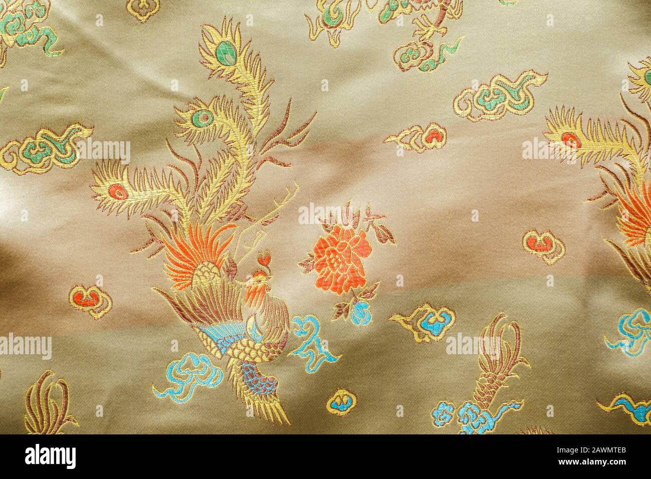 Embroidery in silk: chinese dragon Stock Photo