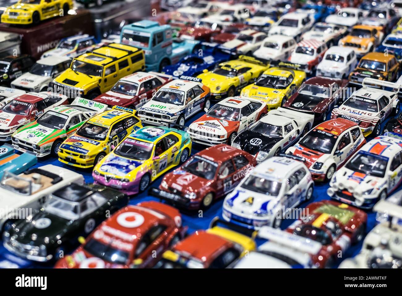 Malaga, Spain - May 20, 2018. Many multi-colored toy cars at the Expo Salon  Moto & Bike Andalucía, Malaga city, Spain Stock Photo - Alamy