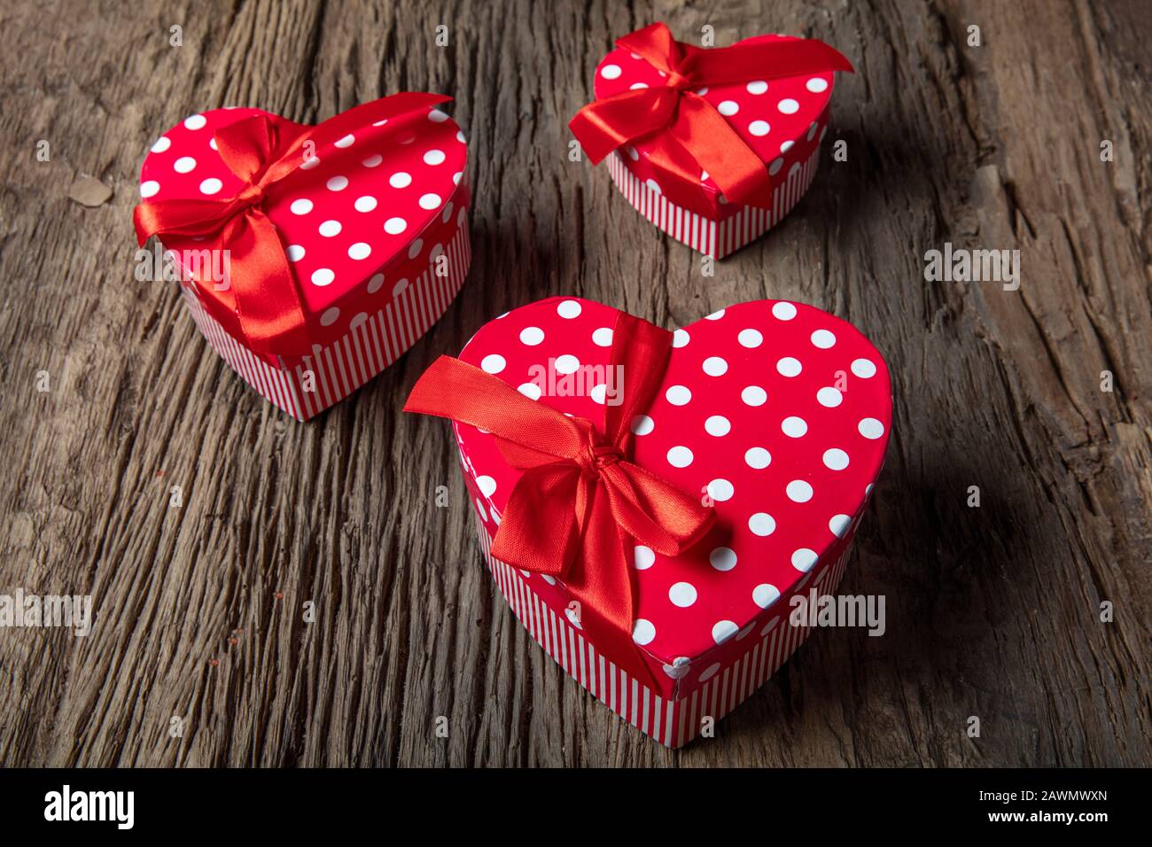 Heart Shaped Box With Ribbon Heart Shaped Gift Box On Wooden Floor Valentine S Day Concept Stock Photo Alamy