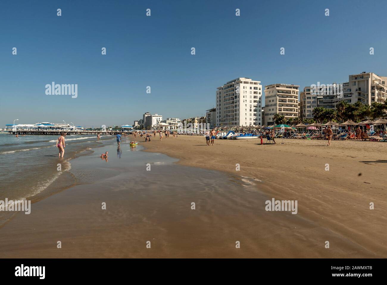 Sand beach in Durres, Albania Stock Photo