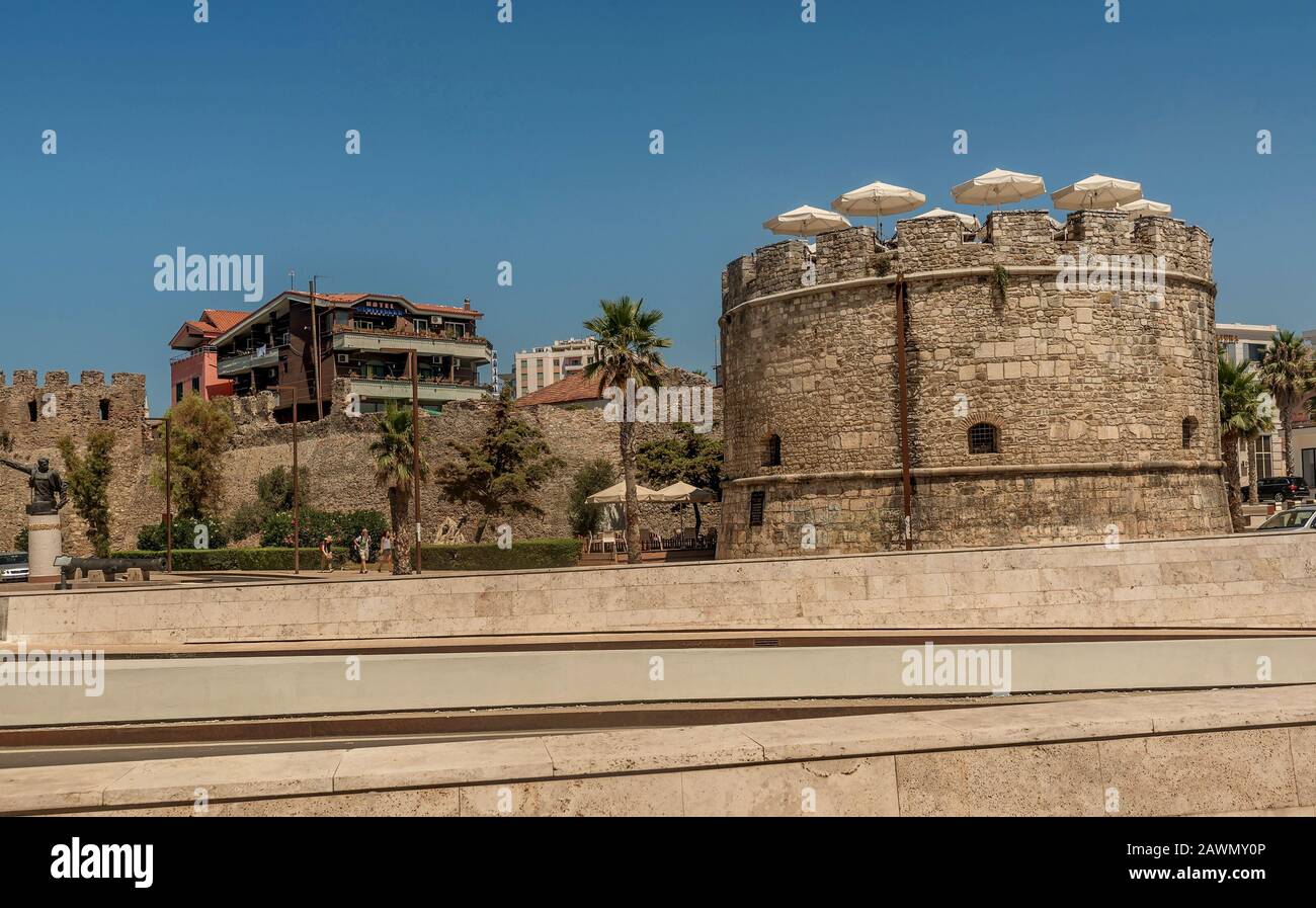 View of Venetian Tower in Durres, Albania Stock Photo