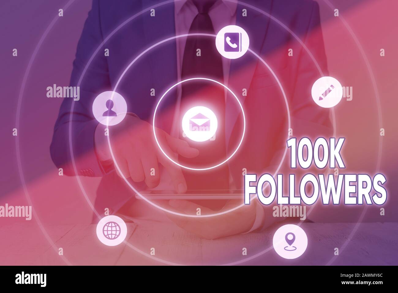 Followers Notes Writing note showing 100K Followers. Business concept for number of ...