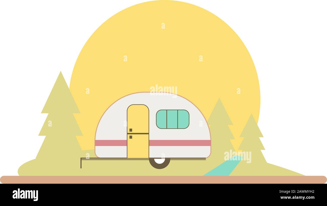 Camper Trailer Forest and Sun V1 Stock Vector Image & Art - Alamy