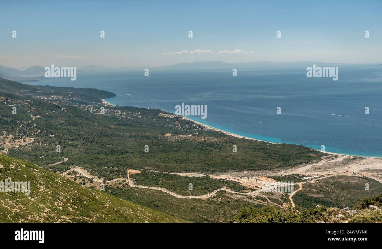 View of Adriatic coast near Llogara pass, Albania Stock Photo