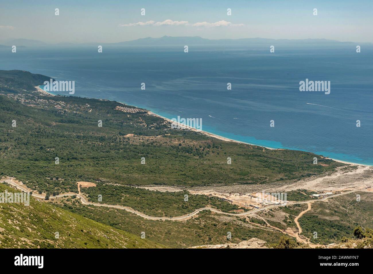 View of Adriatic coast near Llogara pass, Albania Stock Photo