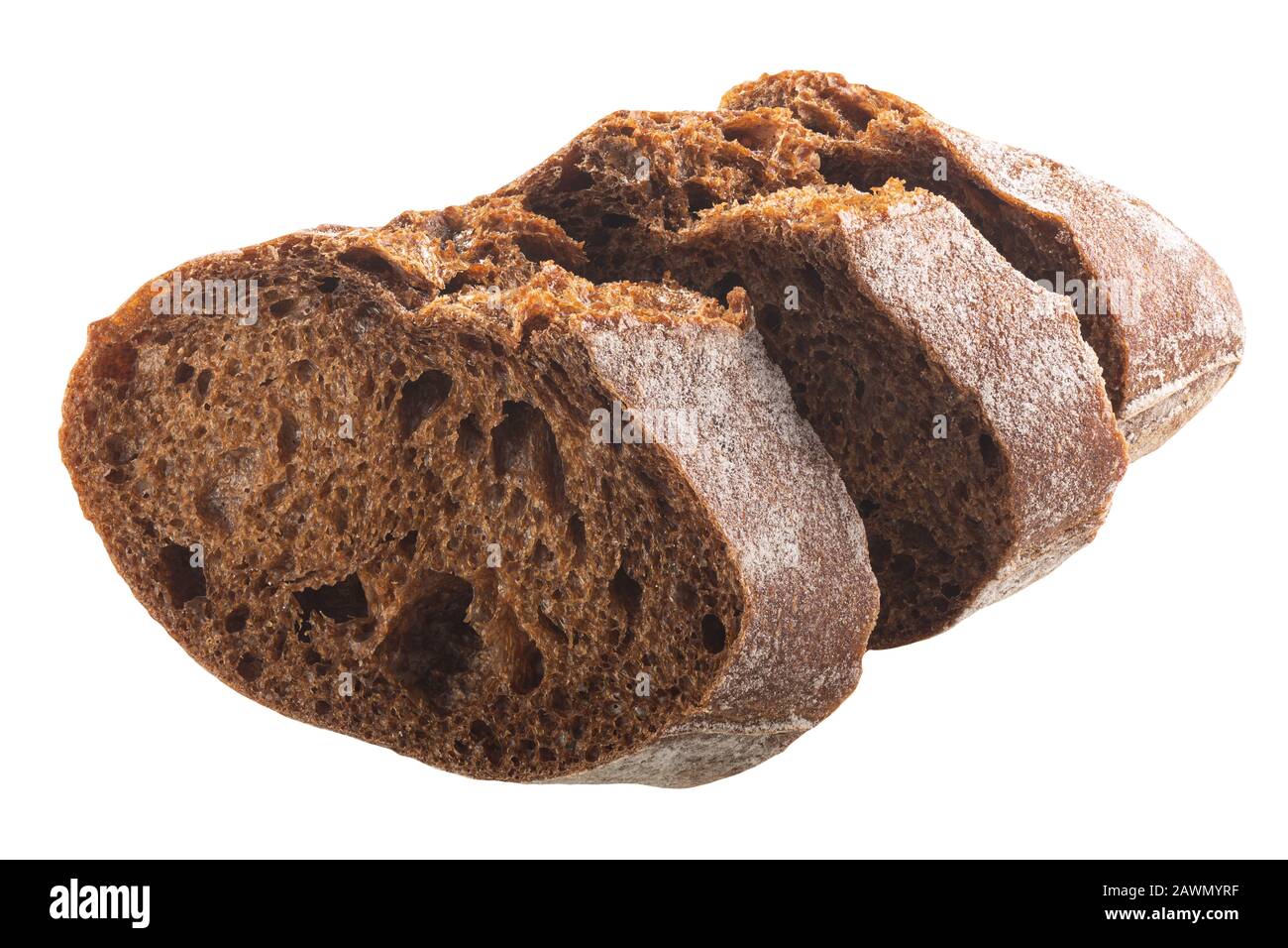 Dark wholegrain rye bread sliced, isolated Stock Photo Alamy