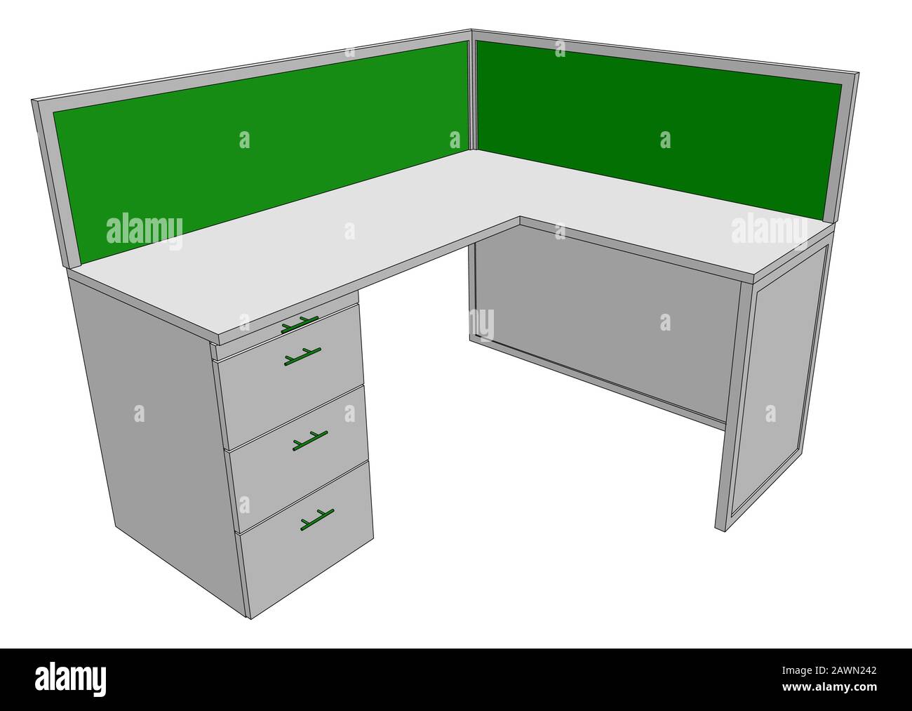 office desk. table isolated on white background Stock Vector