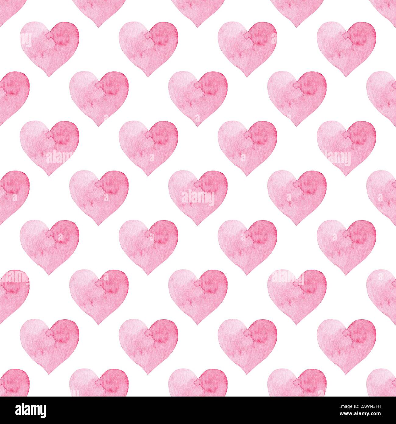 Seamless pattern with pink watercolor heart on white background. Hand drawn  romantic wrapping paper, wallpaper textile design Stock Photo - Alamy