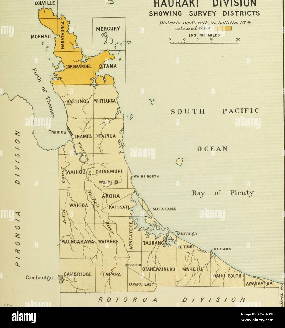 The geology of the Coromandel subdivision, Hauraki, Auckland . PLAN OF HAURAK! DIVISION SHOWING SURVEY DISTRICTS Districts dealt vyitTi in. BuUettrv NZ 4-coloiweci tfuis ENGLISH MILES SOUTH PACIFIC 0 CEAN. Bay of Plenty ^CAMBRIDGECambridge—Hfj R 0 T 0 Ft U A D I V J S I O N By Authority : John Uackay, Government Printer. BULLETIN No. 4 (NEW SERIES) THE GEOLOGY OF THE COKOMANDEL SUBDIVISION, HAURAKI. AUCKLAND. CHAPTER I. GENERAL INFORMATION. Introduction . .. .. 1 Fauna Area described in this Bulletin .. .. 2 Flora .. Officers connected with Field-work .. %2 Climate Acknowledgments .. ..3 Scen Stock Photo