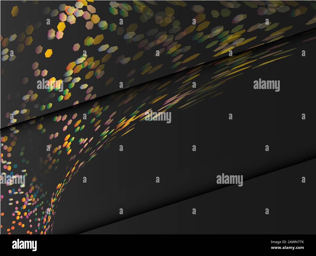 Abstract golden sequins for decorative design. Sparkling texture. Dark