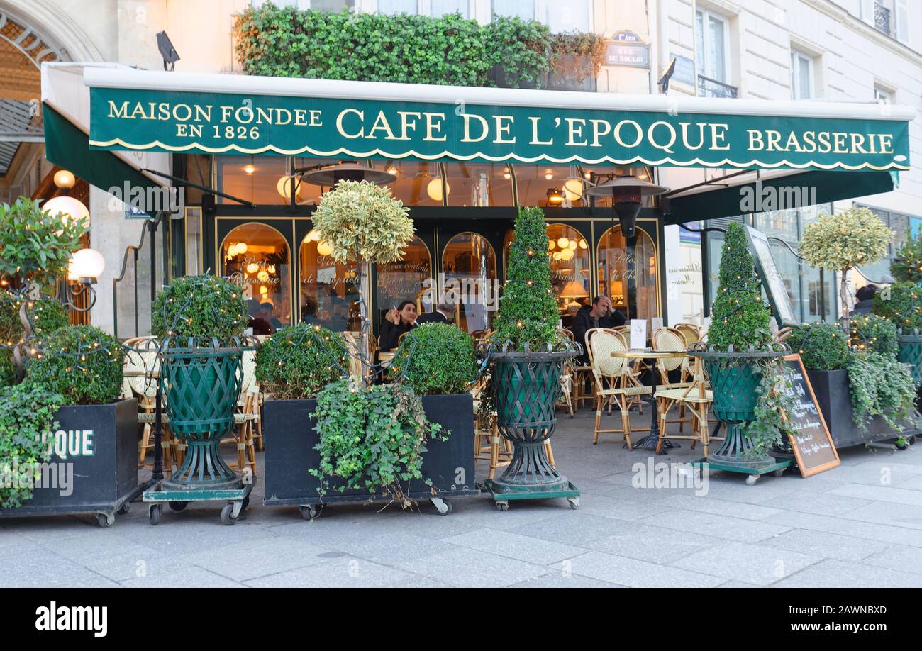 View of vintage paris cafe de Belle epoque located in quarter of