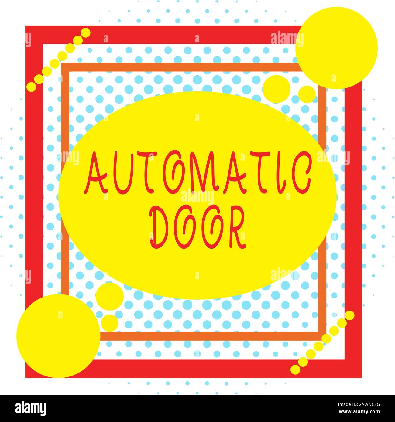 Word writing text Automatic Door. Business photo showcasing opens automatically when sensing the approach of person Asymmetrical uneven shaped format Stock Photo