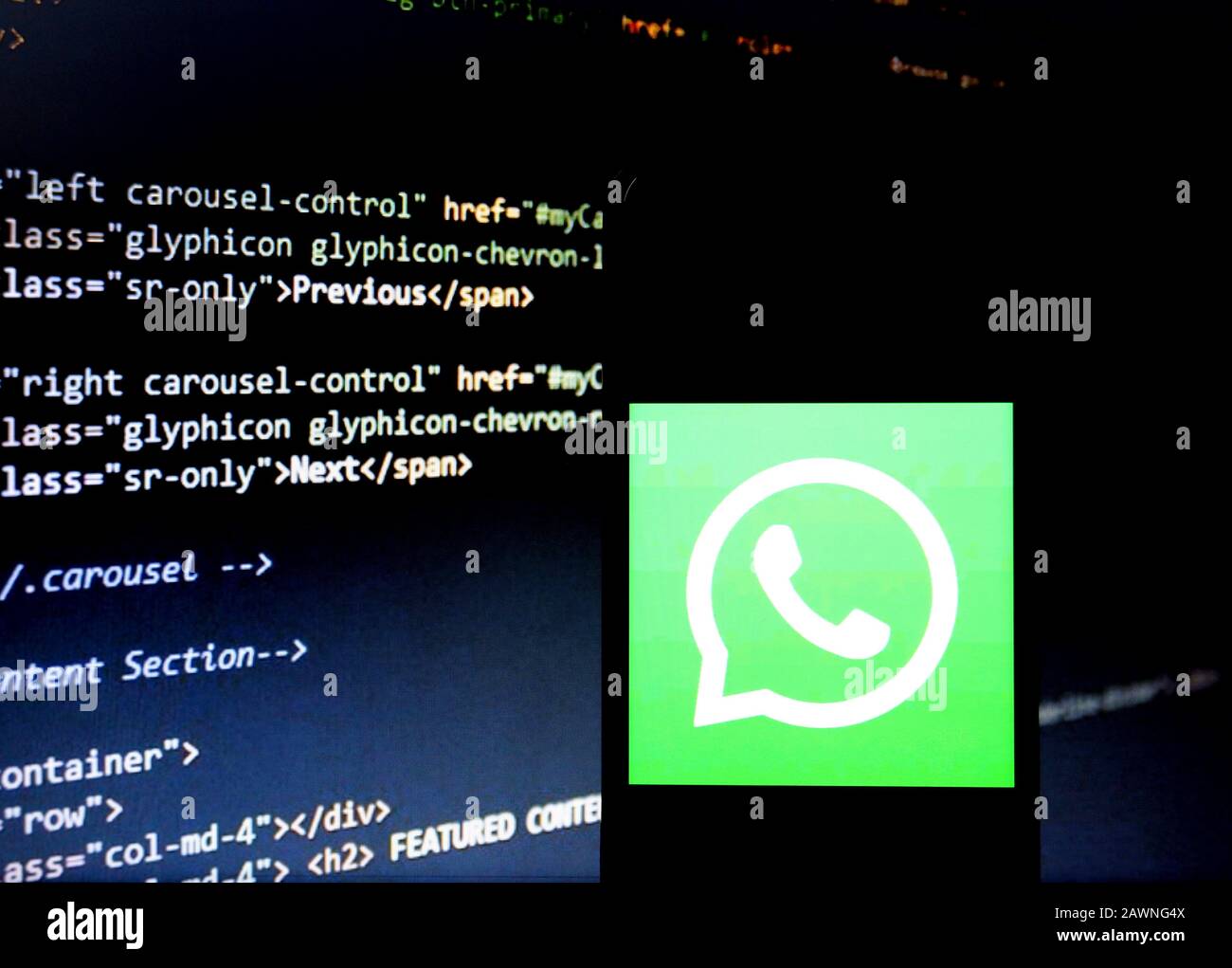 India. 9th Feb, 2020. In this photo illustration a popular social media application Whatsapp logo seen displayed on a smartphone. Credit: Avishek Das/SOPA Images/ZUMA Wire/Alamy Live News Stock Photo