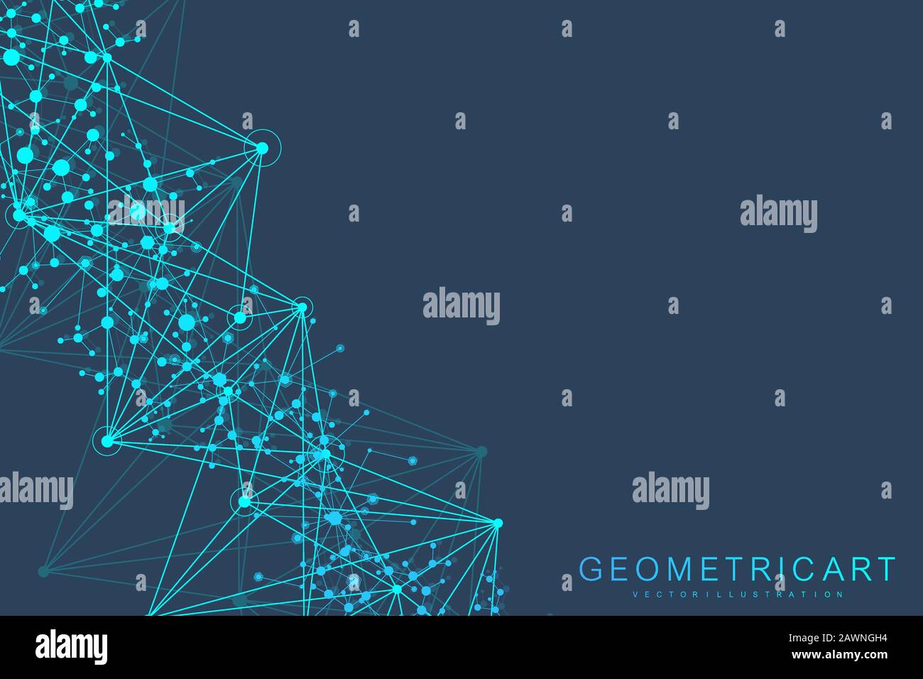 Geometric abstract background with connected line and dots. Structure ...