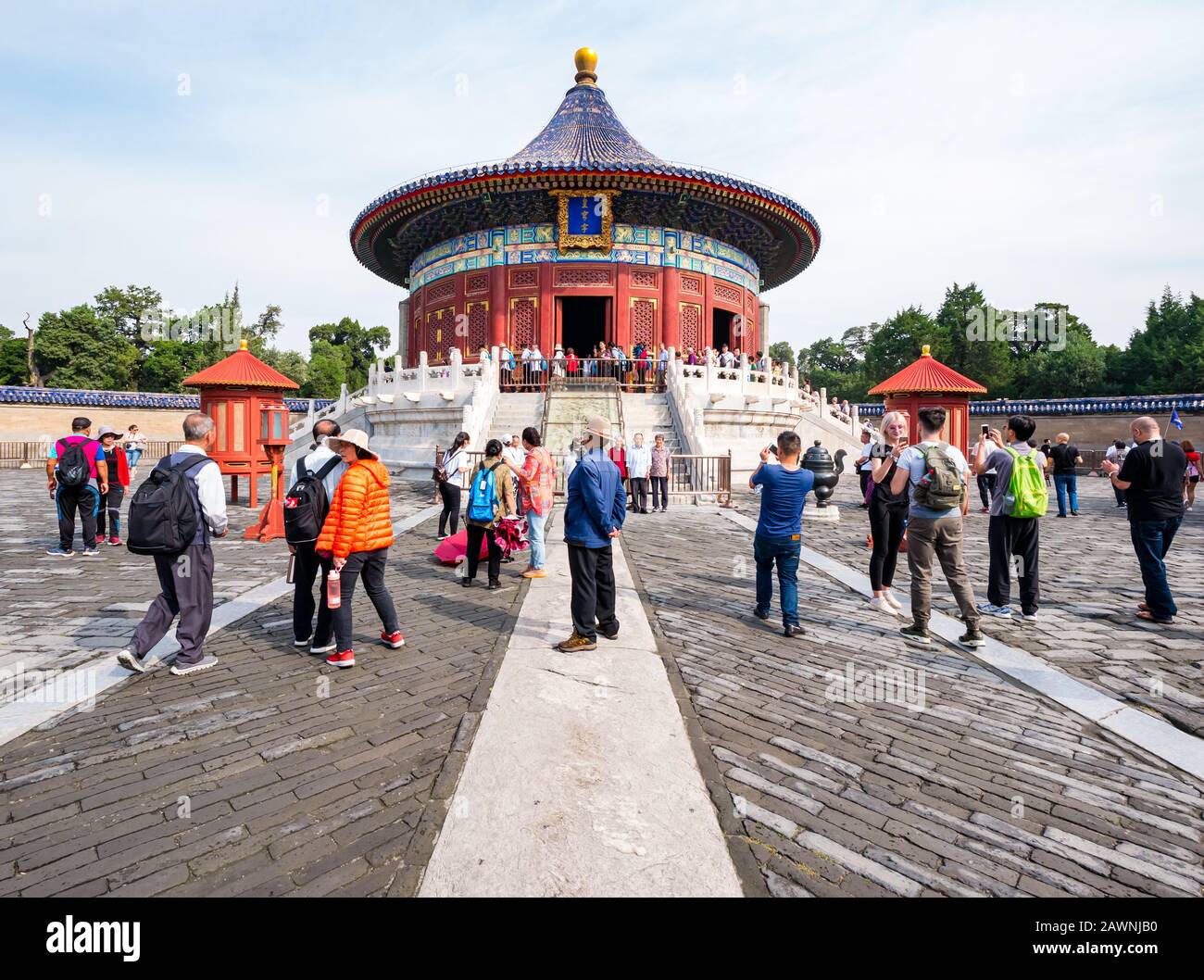 Tourists at Imperial Vault of Heaven, Temple of Heaven complex, Beijing, China, Asia Stock Photo